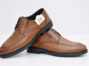 طبی اداری عسلی کد 398 3 کفش چرم مردانه