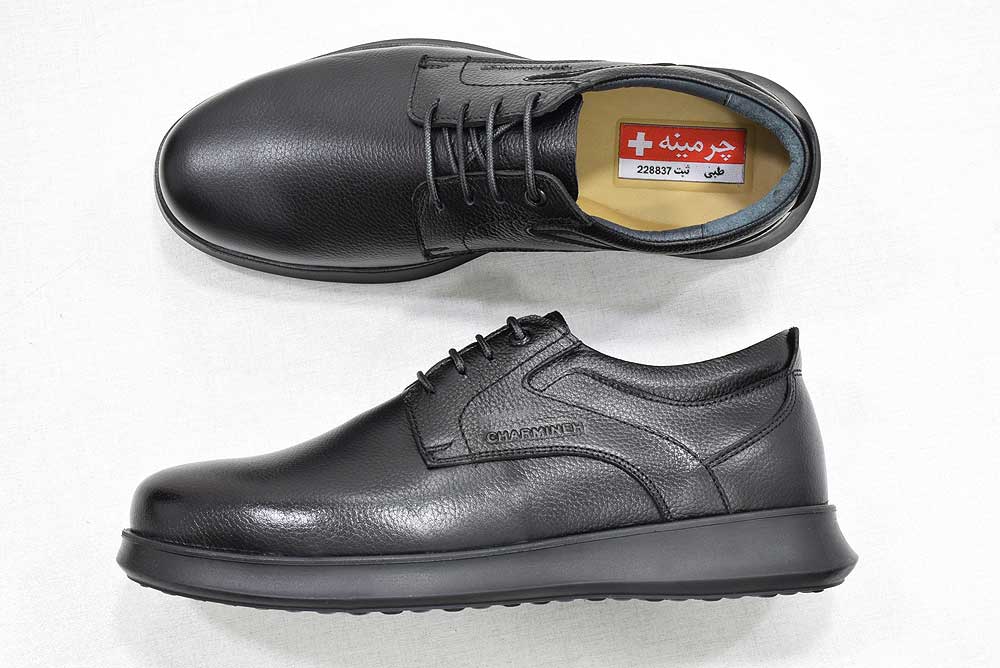 طبی مشکی کد 486 4 کفش طبی چرمی مردانه