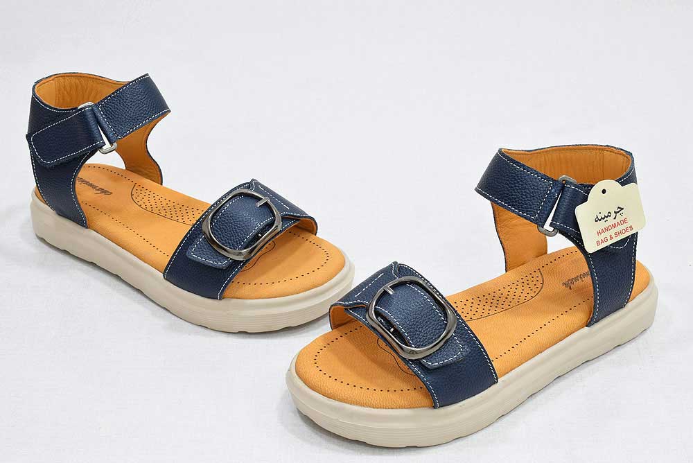 طبی زنانه 2060 سورمه ای 3 صندل طبی - image- shoes-Leather